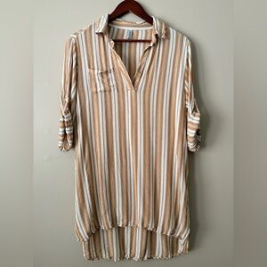 Boho Me Striped Mustard Yellow and White V-Neck Top